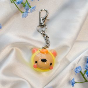 Ducky Bear Head Clay Keychain