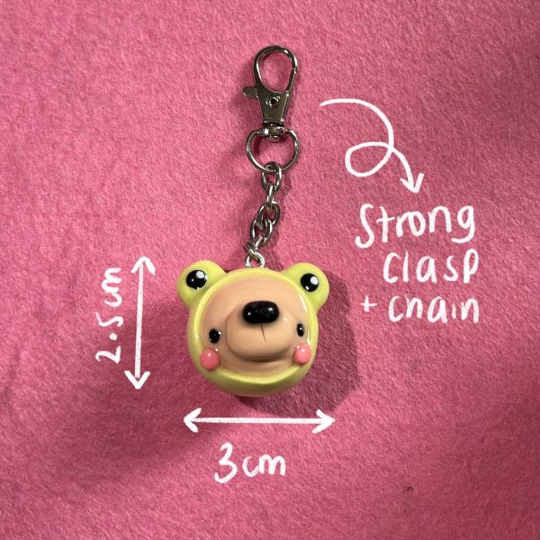 Froggy Bear Head Clay Keychain - Image 2