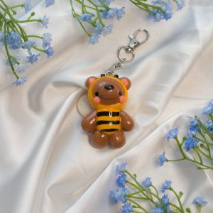 Bee Bear Clay Keychain
