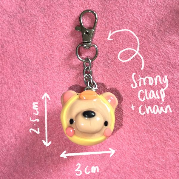 Ducky Bear Head Clay Keychain - Image 2