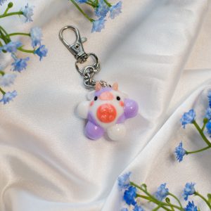 Chonky Cow Clay Keychain