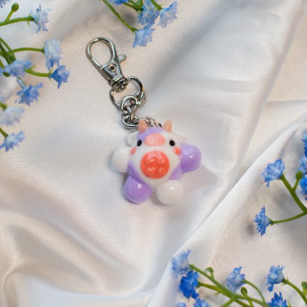 Chonky Cow Clay Keychain